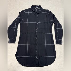 Athleta Women Plaid Trail To Town Black Medium Flannel Athleisure Soft Cabincore